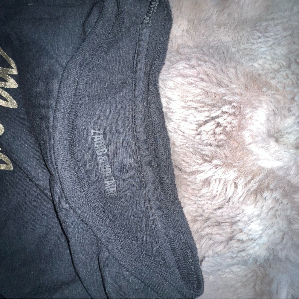 Zadig & Voltaire Skinny Mon Amour Foil Tee Shirt Black - Picture 11 of 13